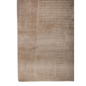 Alfombra Grande de Lana Tejida a Mano Tesoro en Beige y Marrón con Patrón Abstracto para Entrada, Dormitorio o Pasillo - Hwt-84 - Product Image 4