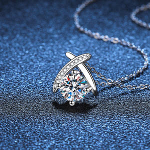 Black Pearl Jewels <b>925</b> <b>Sterling</b> <b>Silver</b> VVS D Color 1Carat Moissanite Luxury Link <b>Chain</b> X Shape Unique Crossover Pendant Necklace - Product Image 3