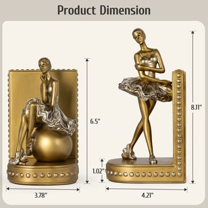Porte-livres décoratifs en métal doré en forme de danseuse du ventre, idéal pour offrir en cadeau, pour le bureau à domicile, le bureau, la table d'étude et l'étagère - Product Image 4