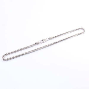 White Gold Plated Sterling <b>Silver</b> <b>Rope</b> Link <b>Chain</b> Necklace for Men's Hip Hop Style with Diamond Accents - Product Image 1