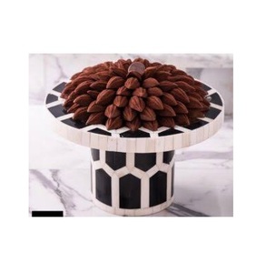 Luxury Round Bone Inlay Wood Cake Stand with Elegant Base Eco-Friendly Handmade for Weddings Sophisticated Dining <b>Table</b> Decor - Product Image 1