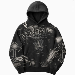 Sweat à capuche épais personnalisé en coton 100% vintage lavé, délavé au soleil, fermeture éclair, pour homme - Product Image 1