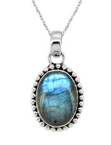 Collier de Labradorite en argent sterling massif Pendentif fait à la main avec chaîne Bijoux de créateur pour femme Pierre de naissance de février - Product Image 4