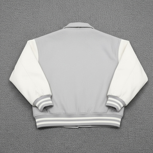 2025 nouveauté 100% coton polaire homme varsity veste poids lourd contraste manches bouton up Streetwear hiver veste pour hommes - Product Image 2