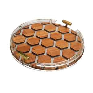 Bandeja de Resina y Madera, Bandeja de Servicio Ecológica, Duradera, Segura, Estilo Moderno para Bodas Reales, Desayunos, Comida Decorativa - Product Image 5