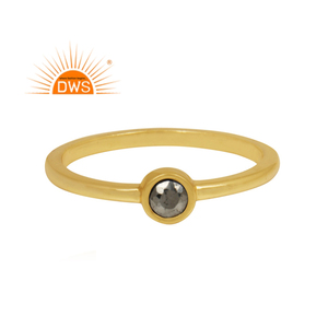 แหวนซ้อนพลอยไพไรต์ธรรมชาติชุบทอง18K จากนักออกแบบล่าสุด - Product Image 1