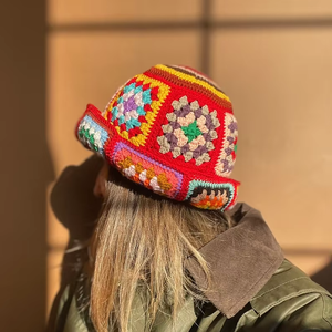 Sombrero de Pescador para Mujer, Hecho a Mano, de Hilo de Algodón y Lino, 54-56 cm, Primavera/Verano, Estilo Vintage, Patrón a Cuadros, Estilo Europeo Americano - Product Image 3