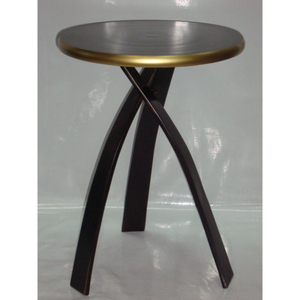 Pedestales de hierro hechos a mano, revestimiento de polvo negro mate, bandeja redonda de diseñador de madera - Product Image 2