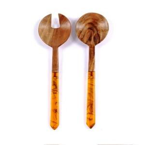 Outils à salade en acier inoxydable à revêtement PVD de qualité 202/304 Ensemble d'ustensiles en bois de l'usine Taux de 2 à 24 pièces disponibles - Product Image 4