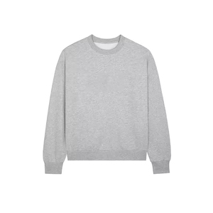 <b>Mens</b> Sweatshirt Blank Cotton Drop Shoulder Cropped Long Sleeve Sweatshirts Custom Puff Print <b>Pullovers</b> - Product Image 3