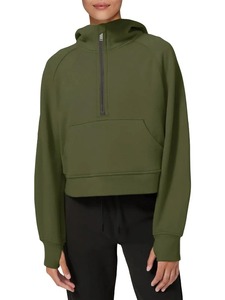 Recién llegados, sudadera con cremallera de Cuarto Francés para mujer, Sudadera con capucha de lana con cremallera 1/4, Logo bordado, jersey de Golf con cuello simulado, Sudadera con capucha - Product Image 5