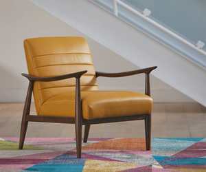 Kaffa Mid-century <b>Lounge</b> <b>Chair</b> Made of Solid Teak Wood Frame and PU Leather <b>Cushion</b> with Walnut Finish for Indoor and Outdoor. - Product Image 2