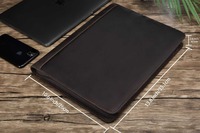 Organizador de cuero genuino personalizado al por mayor, carpeta de archivos de cuero A4 de promoción, Cartera de cuero genuino popular