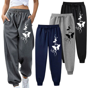 Pantalones deportivos informales estampados que combinan con todo para mujer Estilo hip-hop XL con frente plano y bolsillo con cordón Ropa de calle de cintura media - Product Image 4