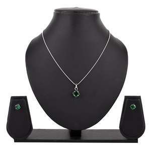 Cubic Zirconia CZ Square <b>Pendant</b> Chain <b>Necklace</b> Earrings Jewelry Set Gift for Women - Product Image 2