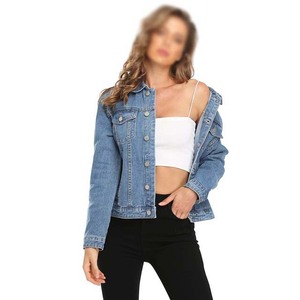2024 OEM, chaqueta vaquera para mujer, prendas de vestir informales, Chaquetas vaqueras de otoño, abrigo vaquero abotonado, chaqueta vaquera de gran tamaño para mujer - Product Image 3