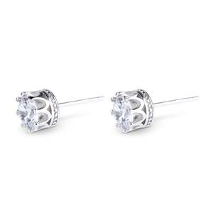 Jeulia Classic Crown Sterling <b>Silver</b> <b>Stud</b> Earrings with Diamond and Zircon - Product Image 3