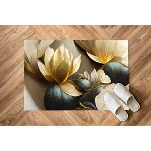 Alfombra con estampado de flor de loto: alfombra de lujo con diseño botánico colorido para pasillo, escalera y baño, diseño moderno, alfombra suave no tejida - Product Image 5