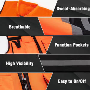 Chaleco de Seguridad de Alta Visibilidad Ajustable, Nuevo, de Alta Calidad, Transpirable, Impermeable, con Bolsillos y Reflectante, con Certificación CE - Product Image 6