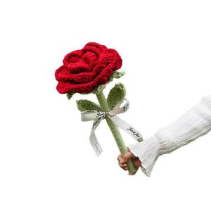 Wholesale Hand-Knitted <b>Wool</b> Crochet Bouquet Large Ice Silk Line Roses Textile & Fabric <b>Crafts</b> for Your Girlfriend - Product Image 5