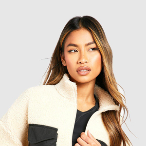 Sweat à capuche oversize en polaire sherpa pour femme avec fermeture éclair, broderie personnalisée, respirant, 100% polyester pour l'hiver - Product Image 5