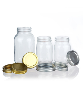 Tùy Chỉnh Lưu Trữ <span class=keywords><strong>Jar</strong></span> Container Kim Loại Nắp Cho Dưa Đồ Ăn Nhẹ Mứt Mật Ong Miệng Rộng Thủy Tinh <span class=keywords><strong>Mason</strong></span> Lọ - Product Image 3