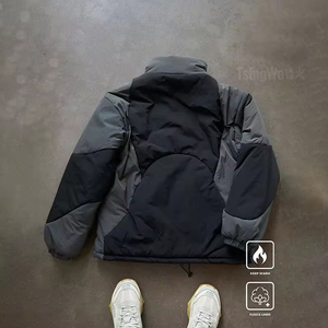 เสื้อแจ็คเก็ตพัฟเฟอร์ลำลองสำหรับกิจกรรมกลางแจ้ง คอตั้ง ตัดสี ดีไซน์ทันสมัย อุ่นสบายสำหรับฤดูหนาว เสื้อแจ็คเก็ตบุใยสังเคราะห์สำหรับผู้ชาย - Product Image 2