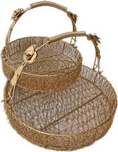 Cesta de alambre de metal de gran tamaño de latón AK con asas laterales en cesta hecha a mano con acabado de cobre para utensilios de cocina/artículos para el hogar - Product Image 6