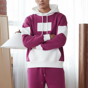 Sweat-shirts à capuche surdimensionnés en molleton 100% coton personnalisés pour hommes, vêtements décontractés d'hiver, logo brodé personnalisé à deux tons - Product Image 5