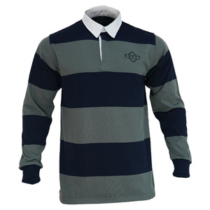 Personalizar Streetwear Rugby Polo de gran tamaño bordado solapa térmica de manga larga Camiseta de algodón Boxy rayas Polo camisas para hombres - Product Image 1