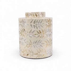Jarrón de Nácar Hecho a Mano con Incrustaciones de Concha, Contenedor Multifuncional para Mesa, Cocina y Baño, Vietnam - Product Image 1