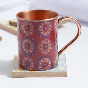 Wholesale Pure Copper Moscow Mule Mugs With Polished & Best Quality Handmade crystal design Metal Drinkware Bar and Restaurant - Product Image 6