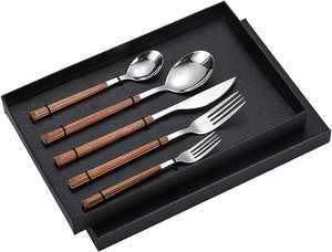 Ensemble de 5 pièces d'argenterie en acier inoxydable, ensemble de couverts de luxe design en diamant écrasé de luxe en couverts par Art Assembly - Product Image 5