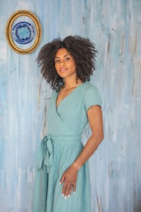 Robe Maxi d'été pour femmes manches longues taille naturelle enveloppement en lin écologique tissé teint uni à la mode été solide - Product Image 4