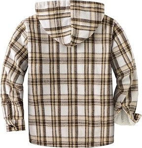 Veste chemise en flanelle doublée Sherpa 100% coton pour hommes, sweat à capuche zippé, vêtements d'extérieur pour l'hiver, taille XL, offre de réduction - Product Image 2