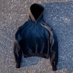 Nueva Sudadera con Capucha de Moda, Gruesa, 100% Algodón, Color Sólido, Hombros Caídos, Lavado Ácido, Estilo Ajustado, Sudadera de Invierno - Product Image 1