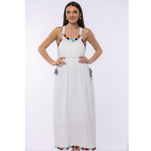 Robe élégante sans manches de haute qualité pour femmes longue durée de vie OEM ODM broderie blanche solide grande taille logo dos fabrication en gros - Product Image 2