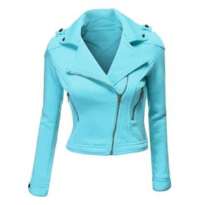Nuevo diseño de cuero real con cremallera transpirable para mujer chaqueta recortada chica estilo moderno y bolsillos interiores exteriores OEM venta al por mayor 2024 - Product Image 4
