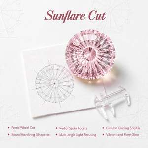 Jeulia Parallel Meet Bypass Vine Leaf Engagement Ring with Pink Sunflare Cut Diamond - Product Image 5