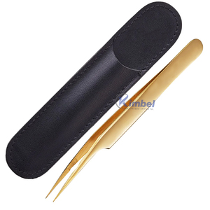 Pince à cils à pointe de volume incurvée en acier inoxydable japonais en gros avec poignée en diamant Outil d'extension de cils de marque privée - Product Image 5