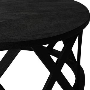 Table basse en bois noir solide d'ambiance de chambre intemporelle faite à la main en Inde entrecroisée conçue Table de pièce de décor à la maison parfaite - Product Image 3