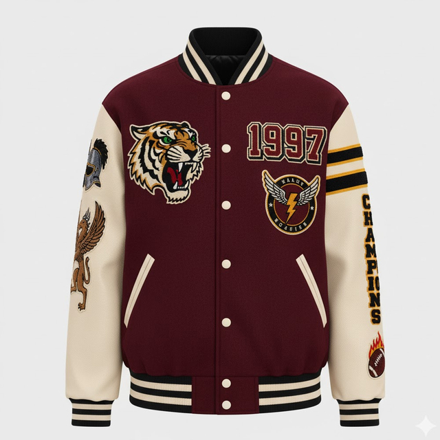 Customized Printing Winter Long Sleeve Men's Varsity Jacket Premium Quality Chenille Embroidery Front Logo Windproof Breathable