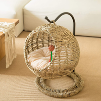 Panier-lit pour chat en osier et en jonc de mer fait à la main de haute qualité, avec coussin, pour chien et chat, produit tendance pour 2023 en provenance du Vietnam
