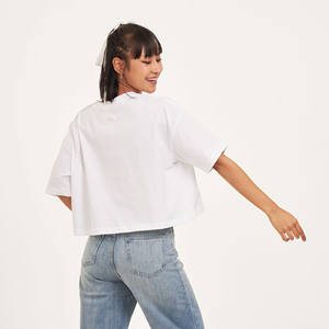 2024 ODM เสื้อครอป XS สำหรับผู้หญิง, เสื้อ100% สั้นคอกลมคอกลมลำลองระบายอากาศได้ดีผ้าคอตตอน - Product Image 3