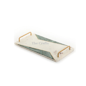 Plateau de service alimentaire en marbre avec poignées en métal plateau de chocolats de qualité exclusive pour l'utilisation de restaurant à domicile - Product Image 1