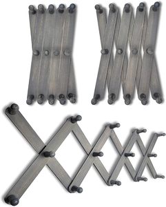 Handmade Vintage Wooden Coat <b>Rack</b> Wall Mounted Pine Wood Hooks Expanding Accordion Design for Clothing Hat Bag Storage in Rooms - Product Image 1