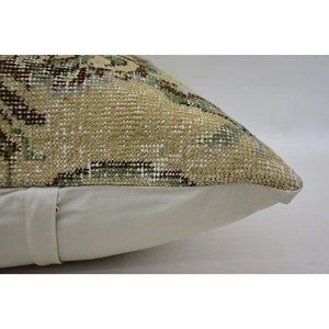 Coussin Kantha Beige 24x24 Pouces Paisley Patchwork Oreiller en Laine Motif Vintage Technique Tissée - Product Image 5