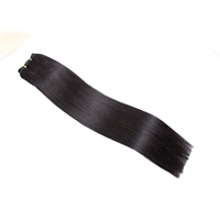 Extensions de cheveux humains naturels noirs, lisses et soyeux, 16 pouces, 100g, 1 paquet, double trame machine, trame douce pour la fabrication de perruques