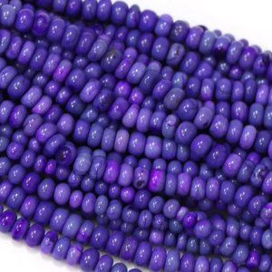 ลูกปัดโอปอลสีม่วงสวยงาม รูปทรงรอนเดลล์เรียบ ขนาด 15 นิ้ว 7-10 มม. ลูกปัดโอปอลสีม่วงรูปทรงรอนเดลล์เรียบ คุณภาพ AAA - Product Image 2