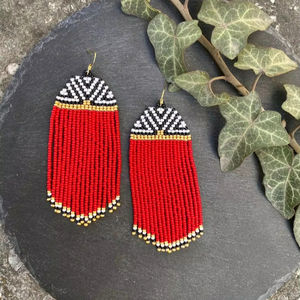 New Bohemian <b>Tassel</b> Glass Seed Beads <b>Earrings</b> Multicolor Fringe Triangle Beaded <b>Earrings</b> for Women Jewelry BY HF CRAFTS - Product Image 4